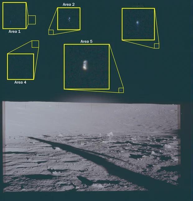 美国公布的UFO照片中，有前所未见的阿波罗12号照片，曝光月球上空5个神秘发光光