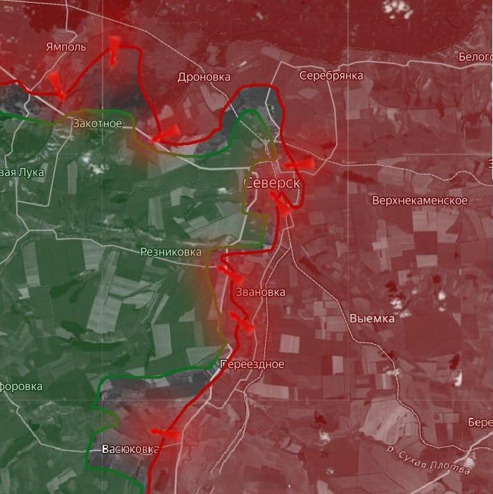 俄乌冲突塞维尔斯克俄军目前在扎科特诺耶方向开始构筑阵地，坐等蟋蟀反扑。整个塞维