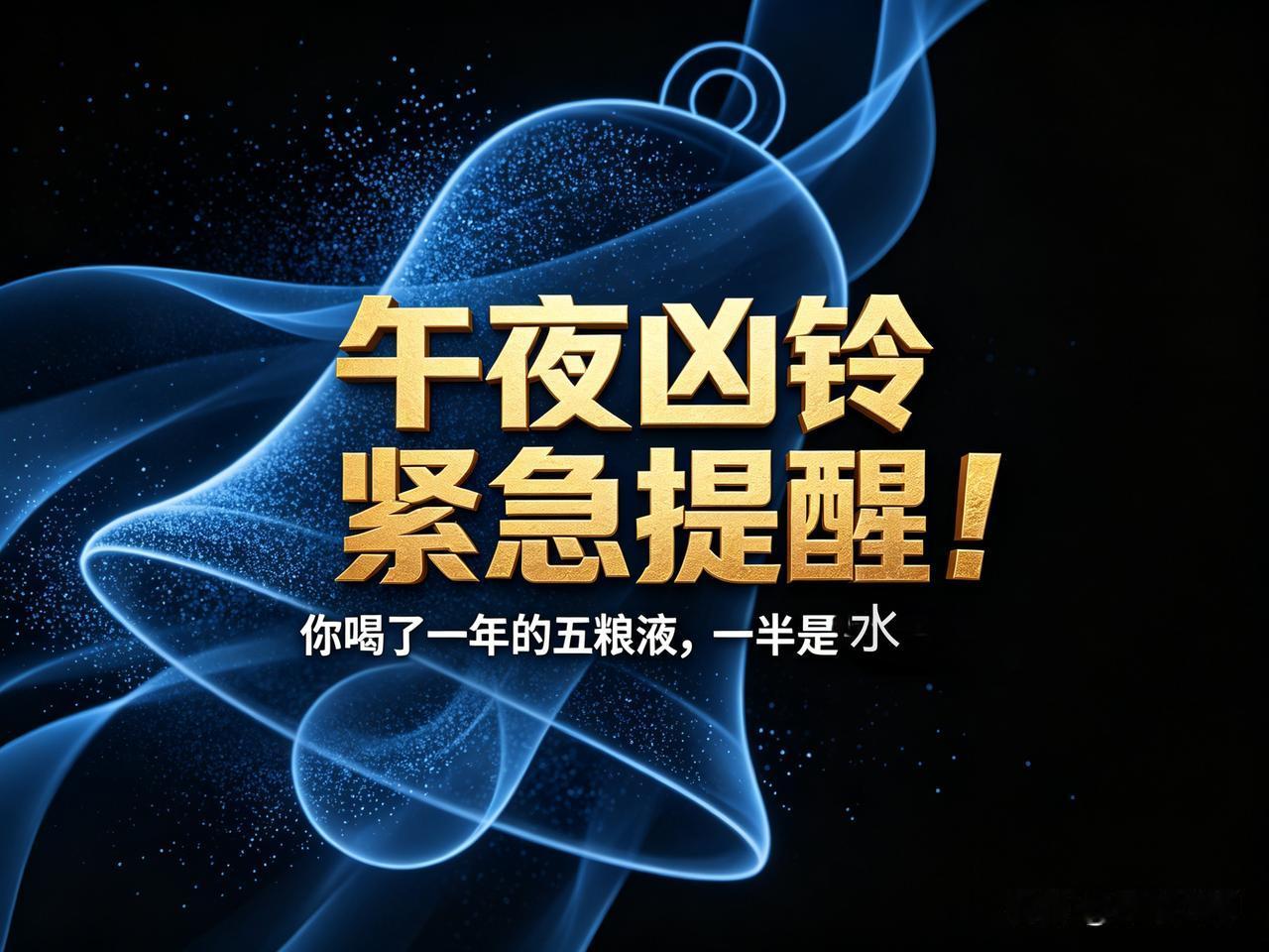都睡了吗？你喝了一年的“五粮液”，有一半是水。这条我必须现在发，午夜凶铃式提