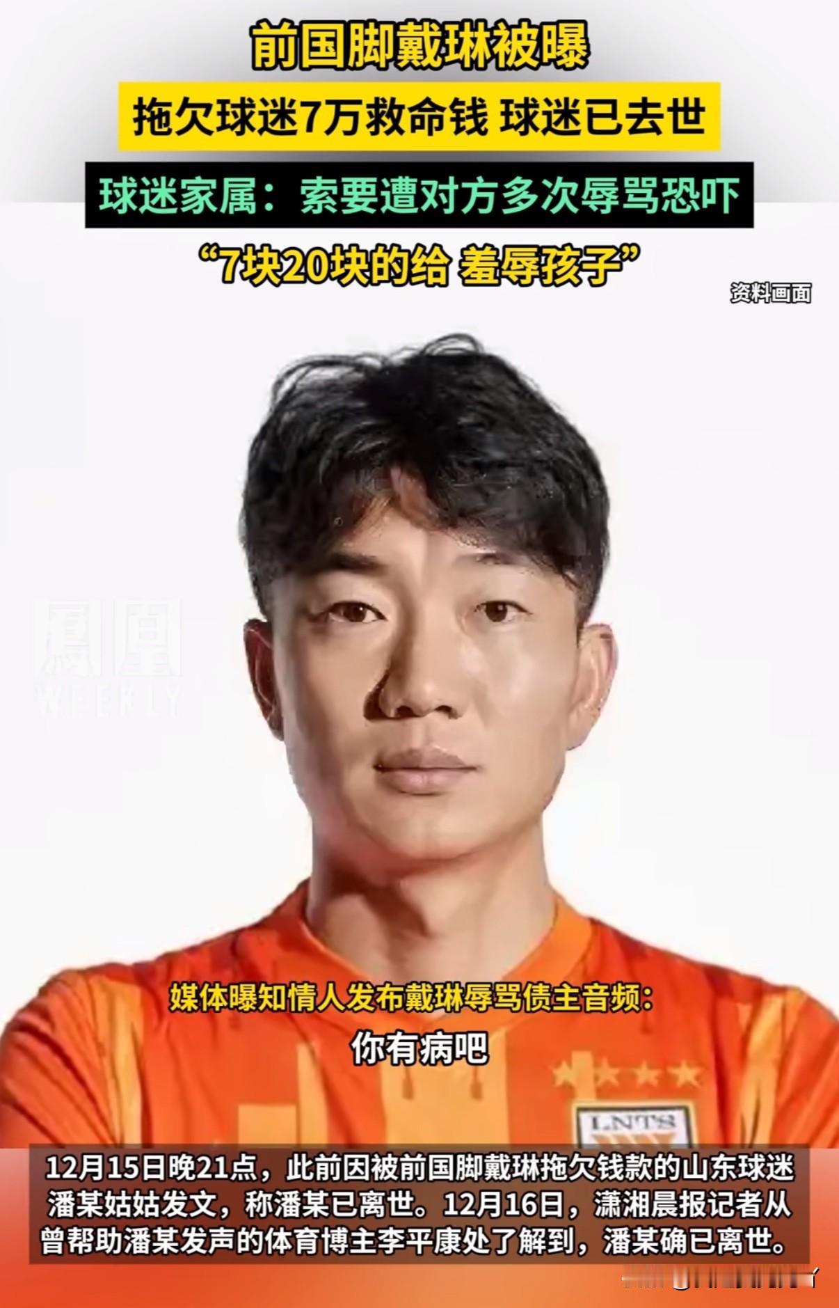 山东球迷借钱给山东泰山队球员戴琳，说好23年1月31号之前还但直到球迷生病去世所