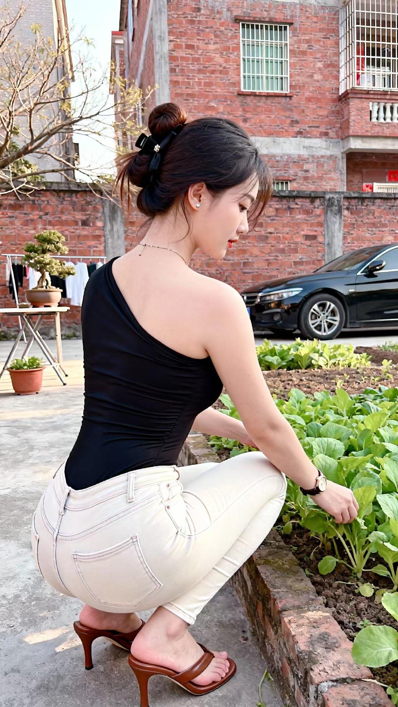 山里姑娘菜地农村姑娘我的乡村生活大长腿