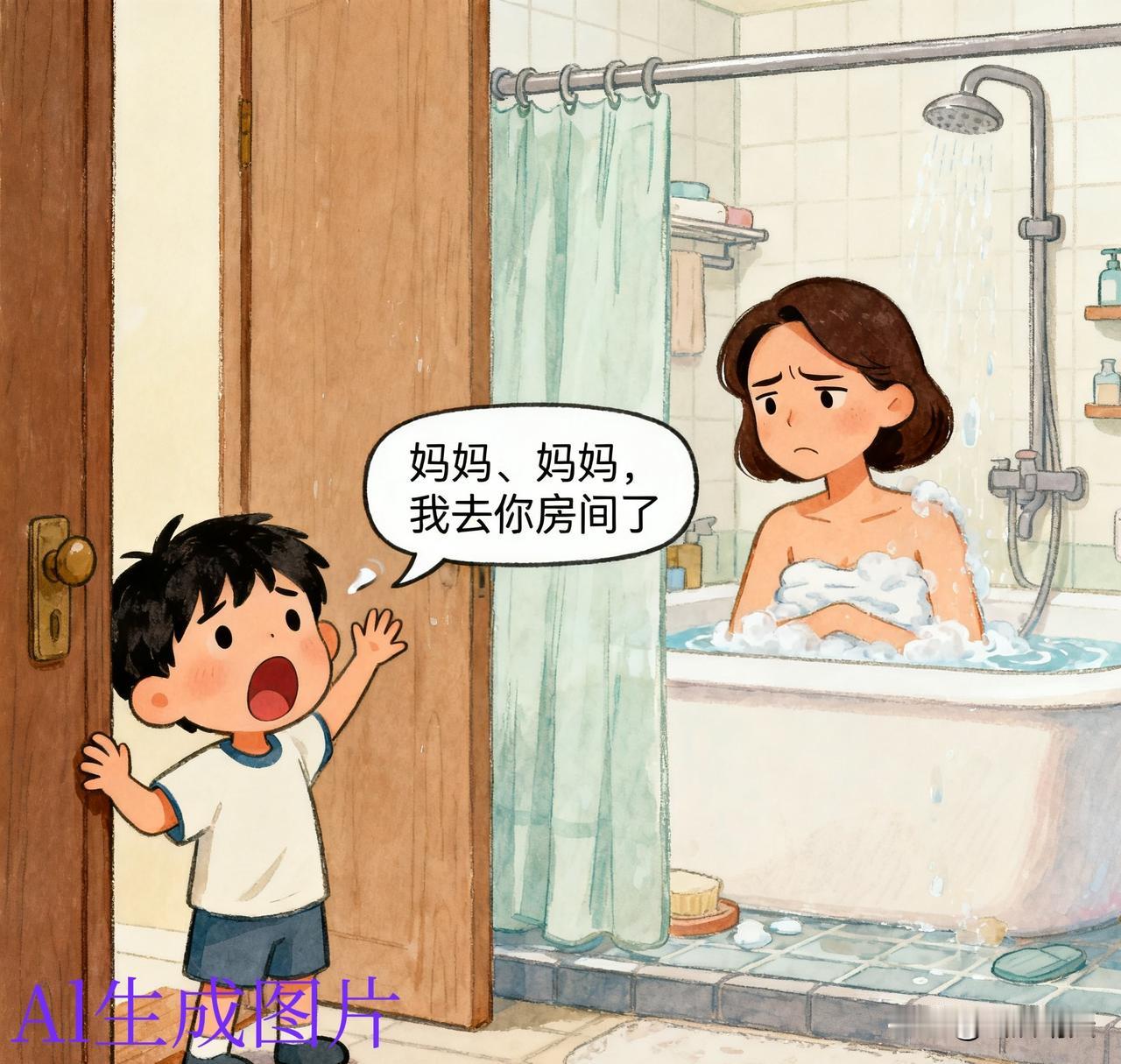 昨晚五岁的儿子想要和我睡我总是特别烦他来我房间睡今天我在浴室洗澡门外响起拍