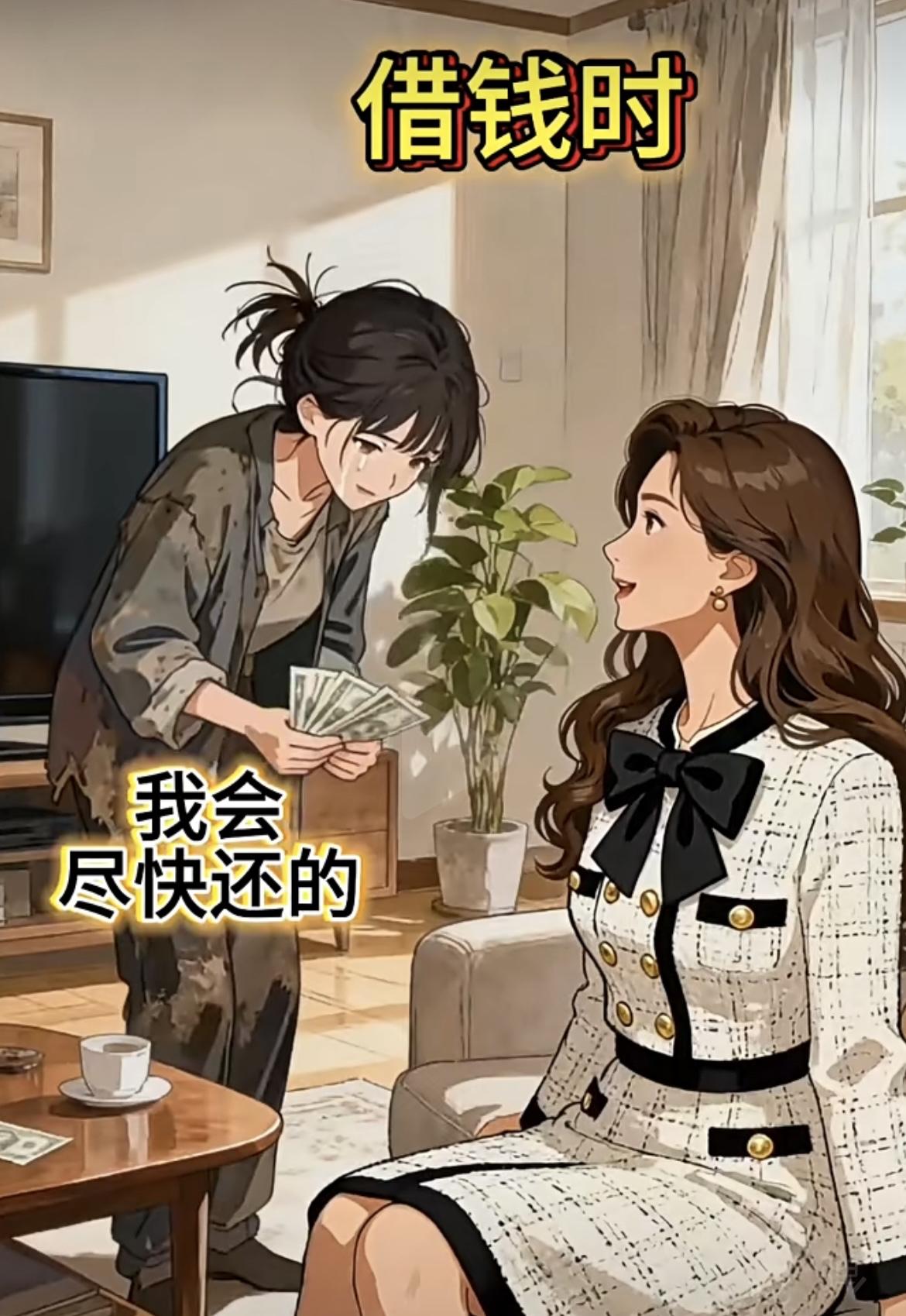 “现在是请你吃饭可以，借钱没有，真的怕要钱很难要啊”[笑着哭][笑着哭]