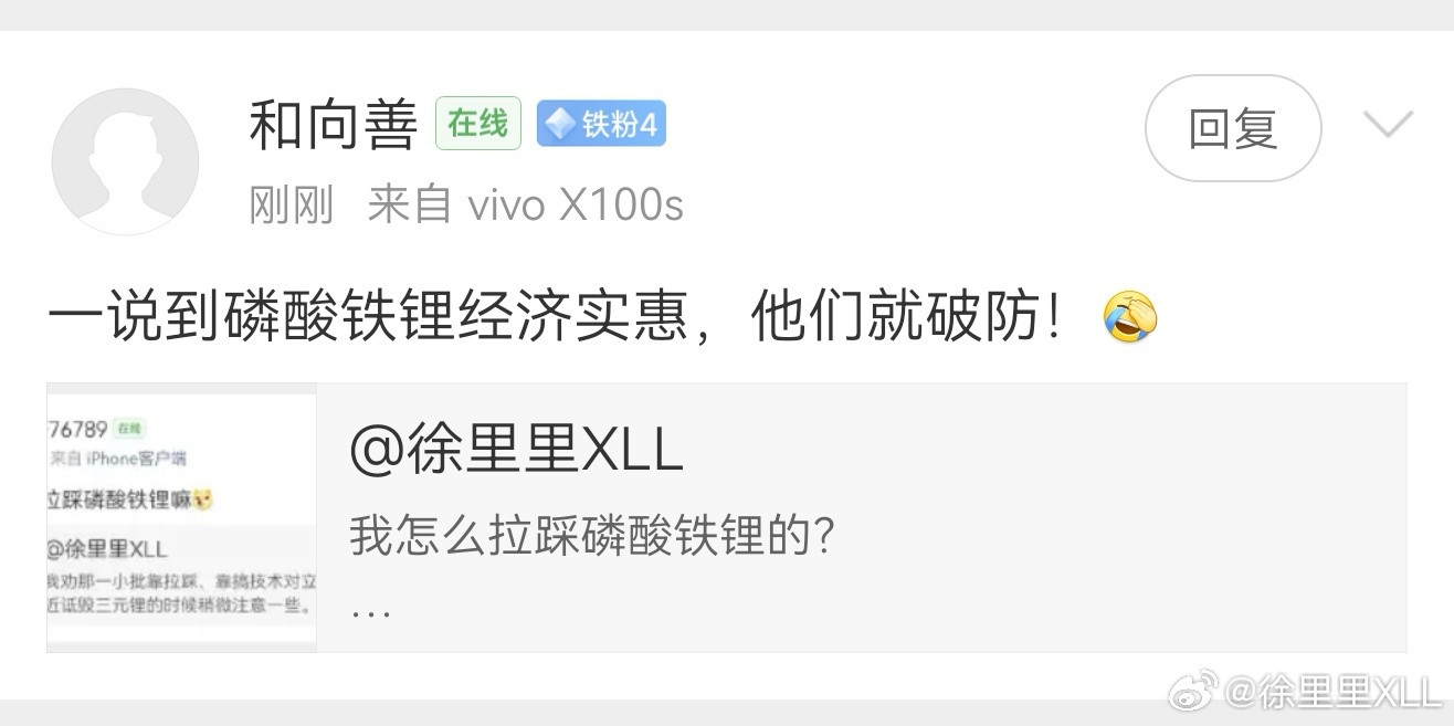 我也不知道这是咋回事。磷酸铁锂和三元锂我都支持啊。我原话说的是:“磷酸铁锂成本更