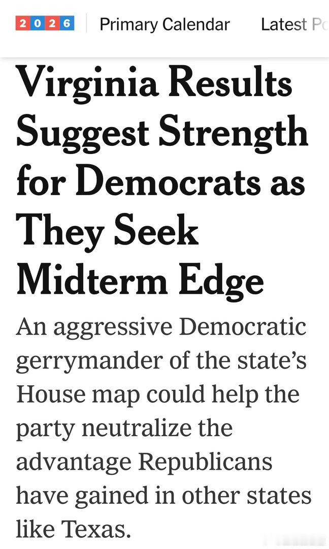 Virginia州特别选举：修改州宪法，允许民主党控制的州议会重划选区图目前已数