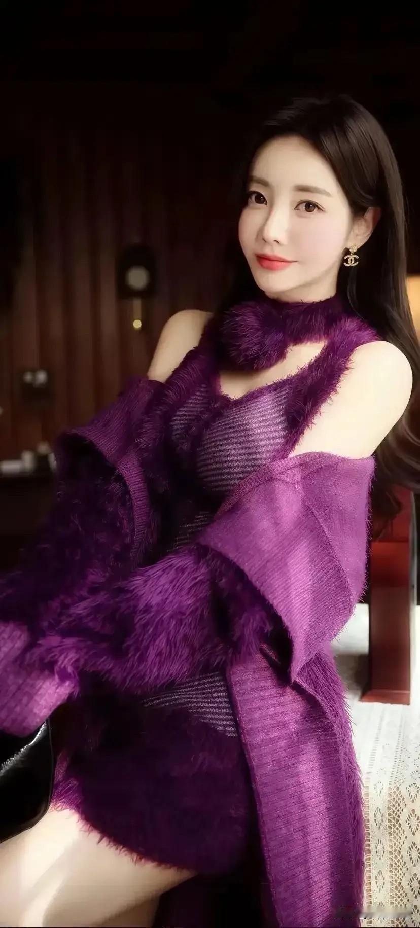 紫衣美人倚窗立，岁月静好如初见。孙允珠孙允珠极品美图好身材性感女神性感翘臀