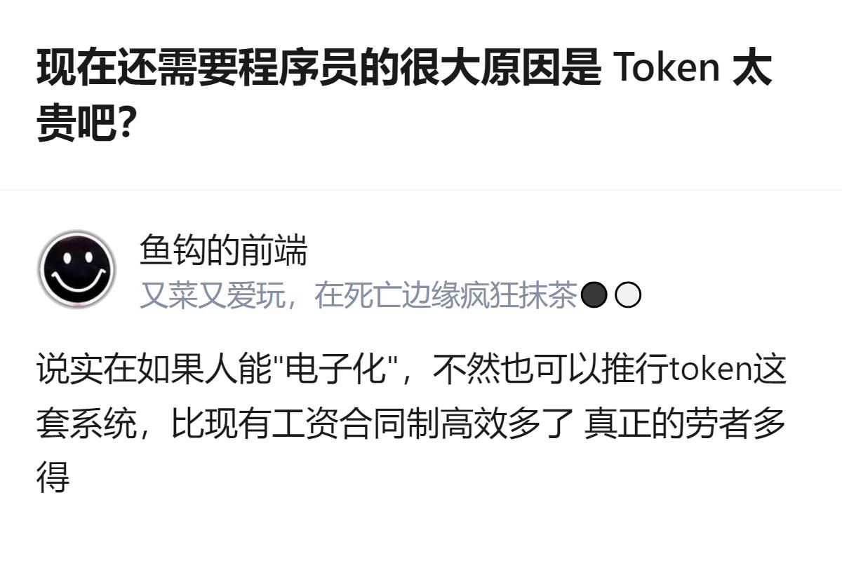 现在还需要程序员的很大原因，真不是智能体不够聪明，是Token的成本还没降到能替