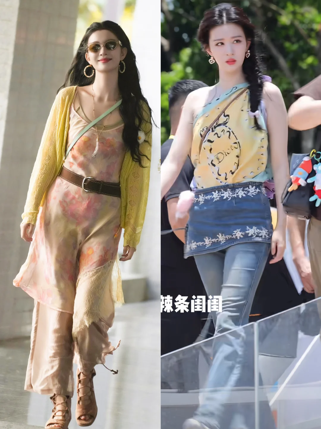 王楚然现发录制2套三亚穿搭 好一个明艳美人