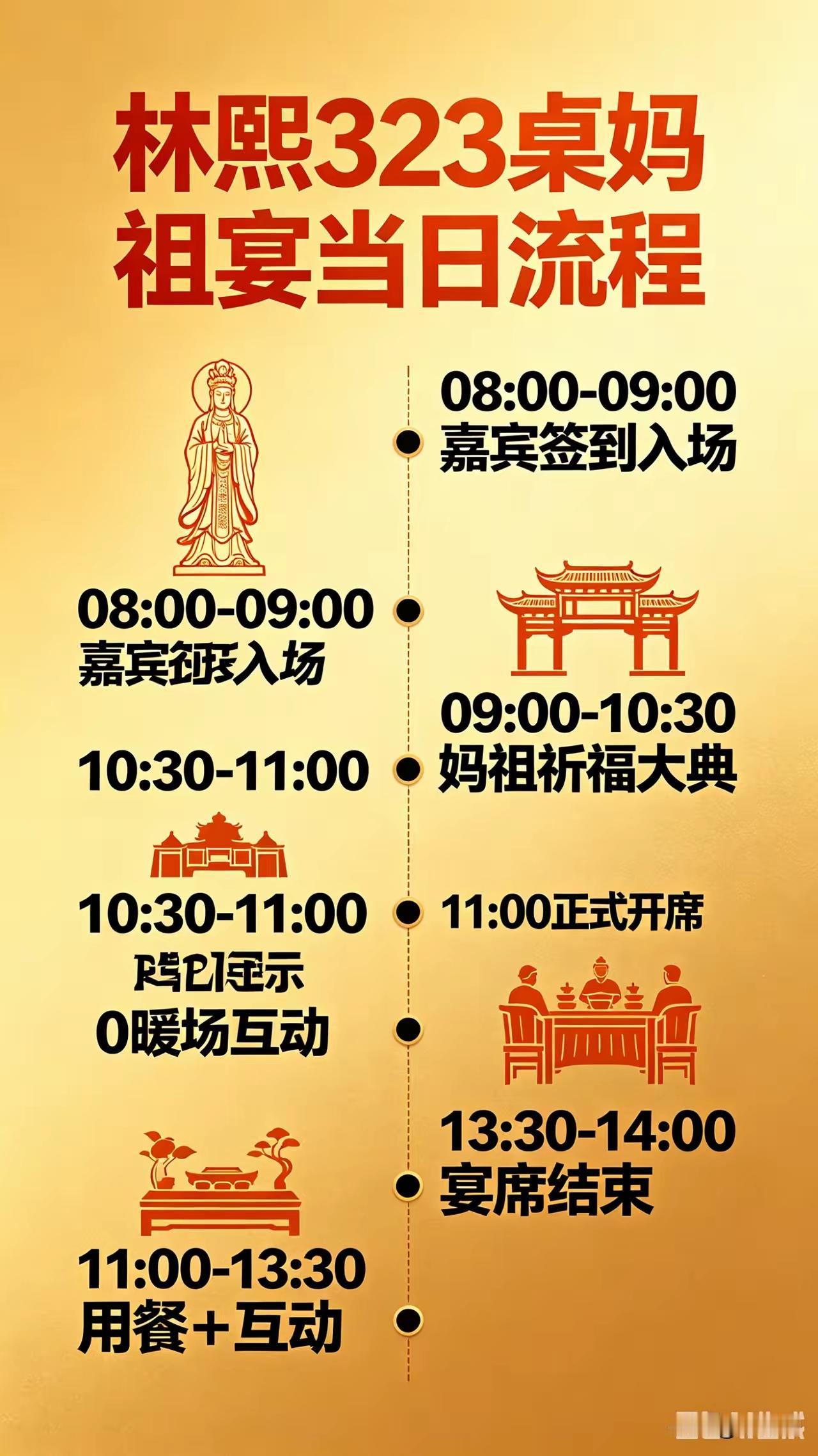 5月9日林熙323桌厦门妈祖宴完整流程来啦！上午8点到9点，嘉宾、中奖粉丝和信