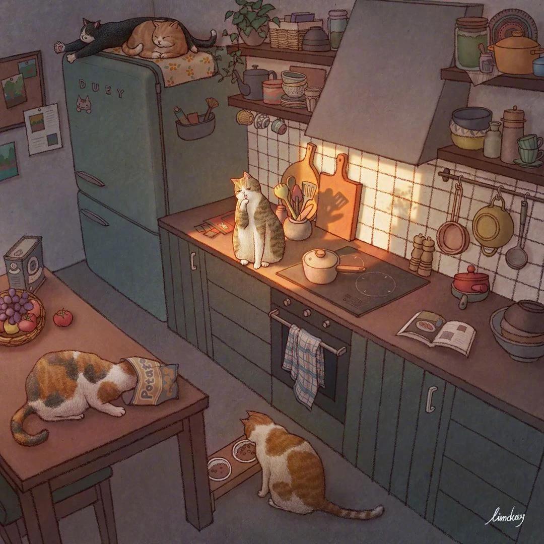 动漫‎动漫壁纸可爱猫咪的温馨日常，非常治愈。​​​