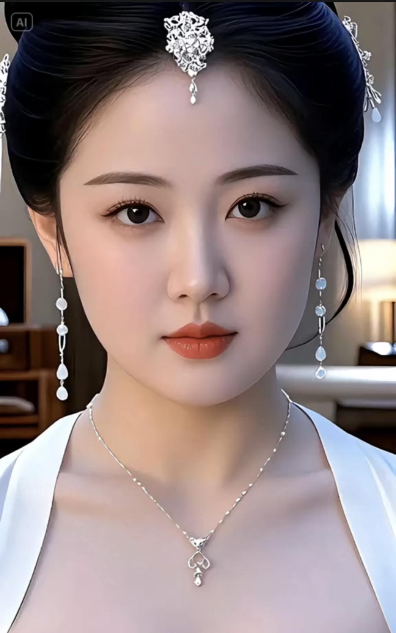 绝句·观画中美人彩笔描成绝世容，青丝高绾玉钗浓。明眸流盼疑星落，一笑倾城韵万