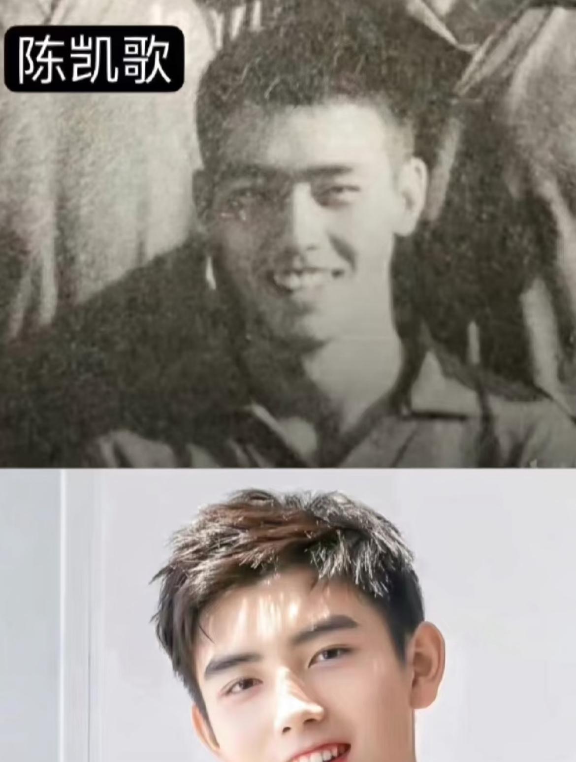 眉眼像陈导吧。。。感觉陈红是那种大双，这么看陈凯歌少年时候挺帅的啊，啊瑟这种
