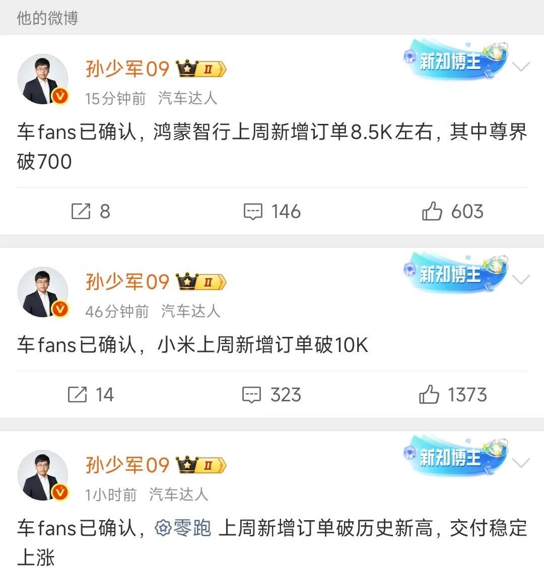 天又塌了，孙少军确认，小米汽车上周新增订单超一万[？？？][？？？]今年的