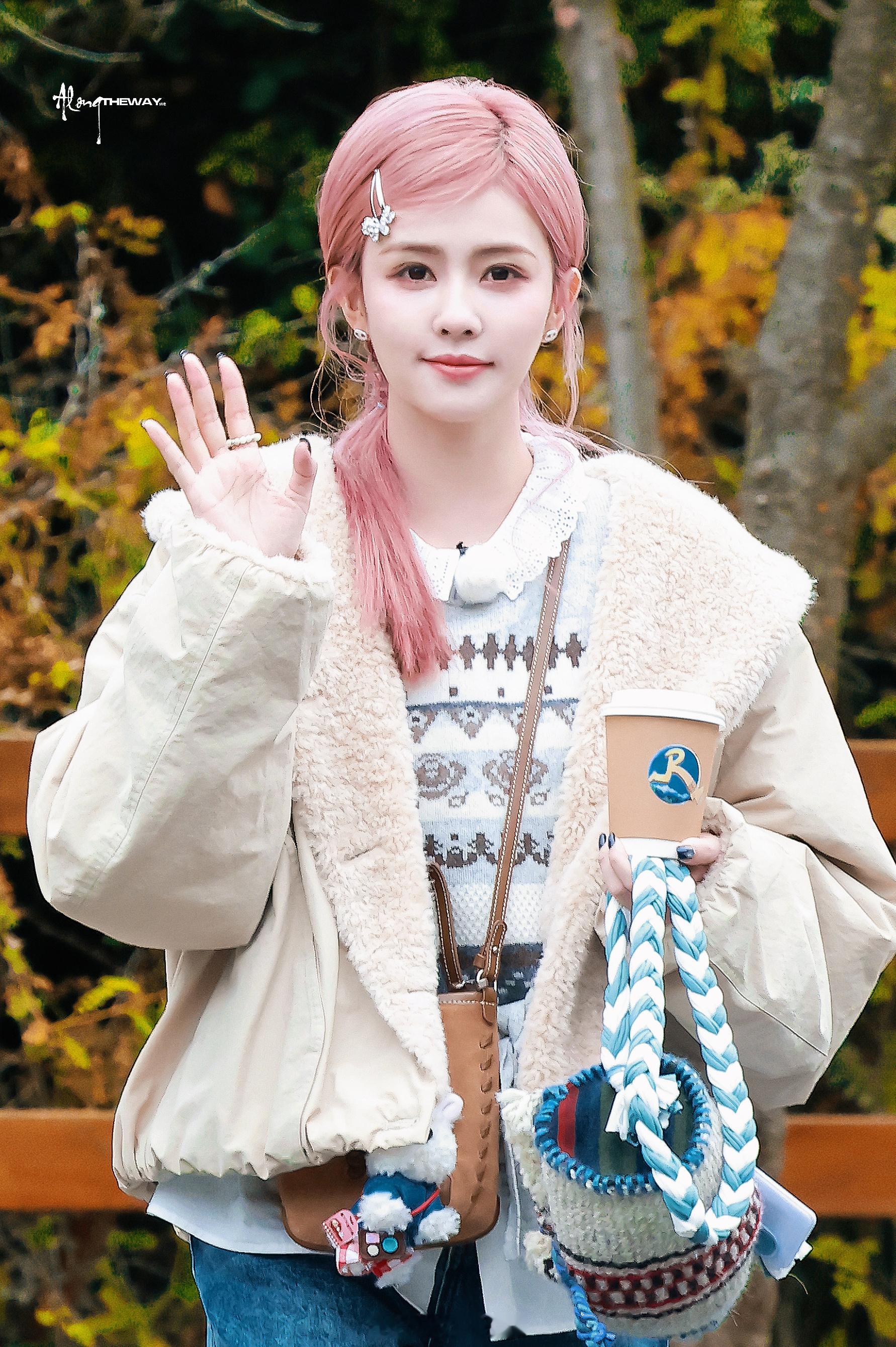 白鹿奔跑吧路透来了，🍍这粉发造型也太好看了吧！白鹿开车了​​​