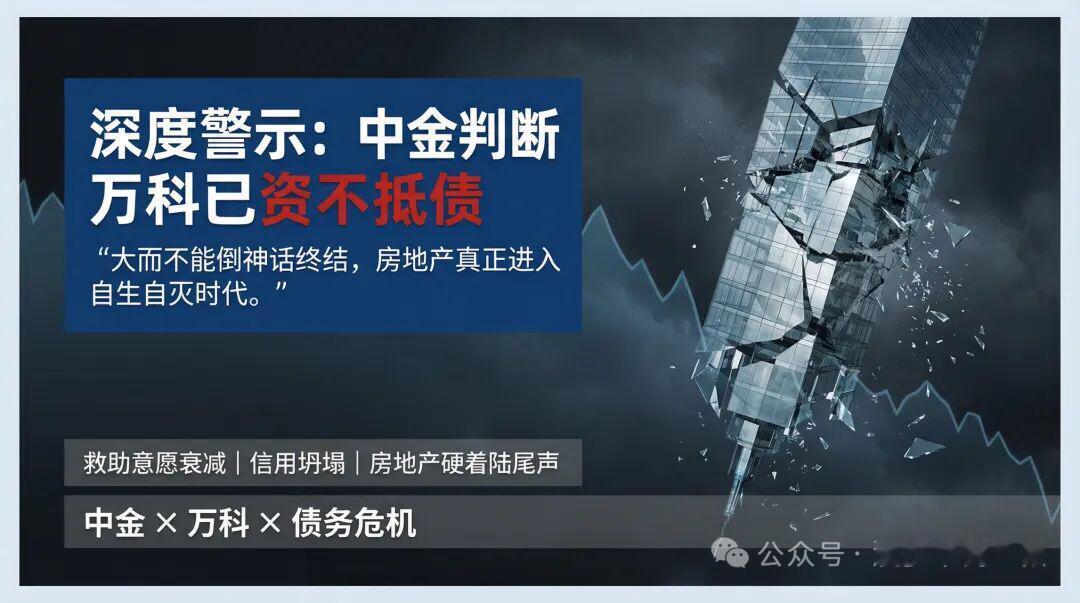 万科还有救吗？看看，中金给予万科资不抵债的评估！一家所谓的职业经理人控制的公司，