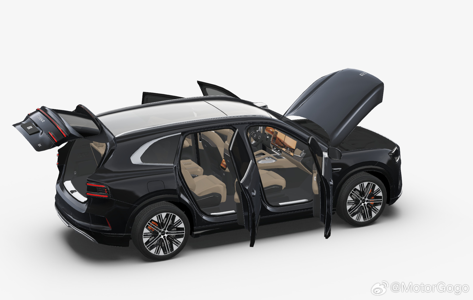 终于看到六座版的极氪8X了我发现极氪的官方网页做得是真的不错，主页那套选装模型车