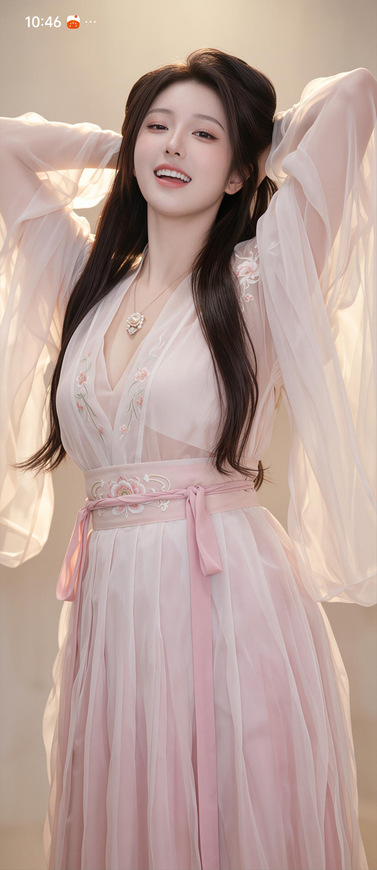 你喜欢哪一种气质的美人?温柔甜美的汉服少女，微笑着，散发着优雅的气息。