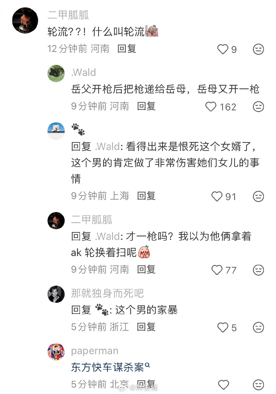 #华人岳父母连开数枪杀女婿#外网评论：亚裔父母拒绝说“我爱你”，但他们会在加州停车场轮流枪杀家暴你的