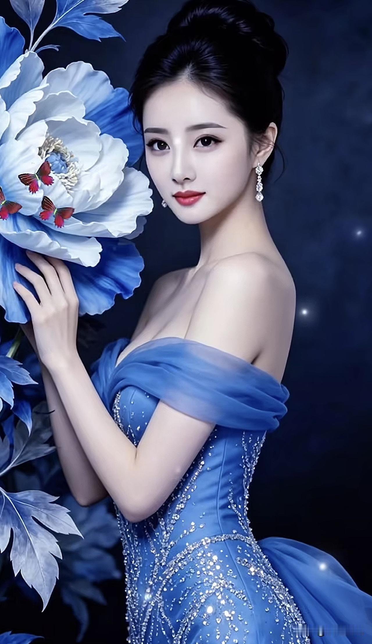 花间美人影，月色映芳容。蝶影红妆照水光花影照古典红妆照水光花影照古典红妆