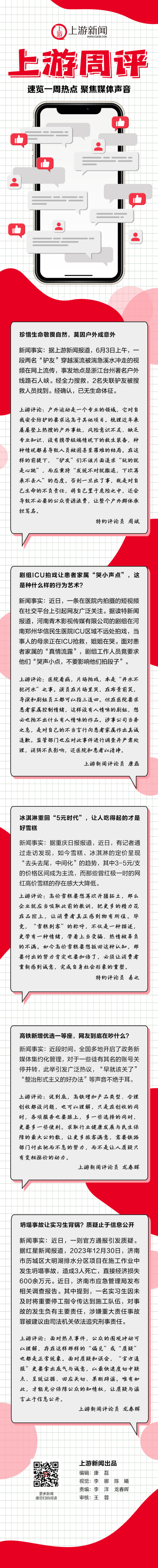 上游周评珍惜生命敬畏自然, 莫因户外成意