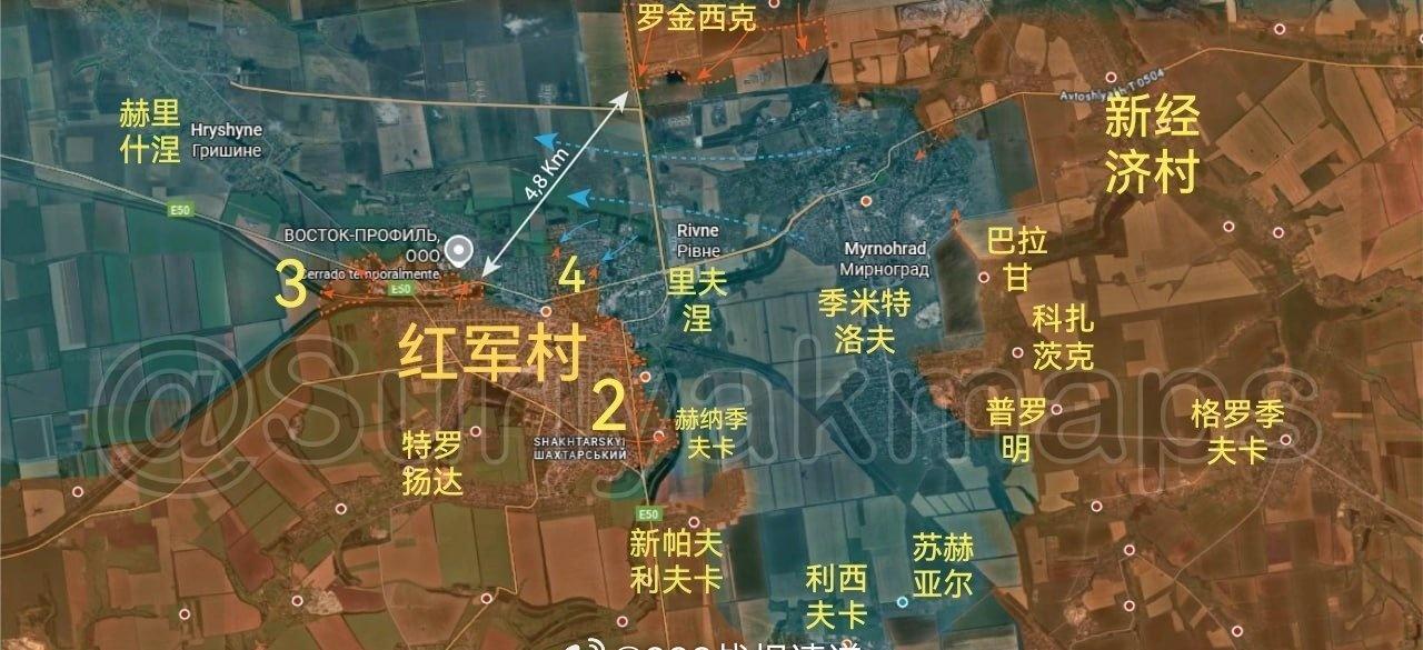 红军村—季米特洛夫的局势现在对乌军来说已到了灾难性的地步。那里的乌军部队现已处于