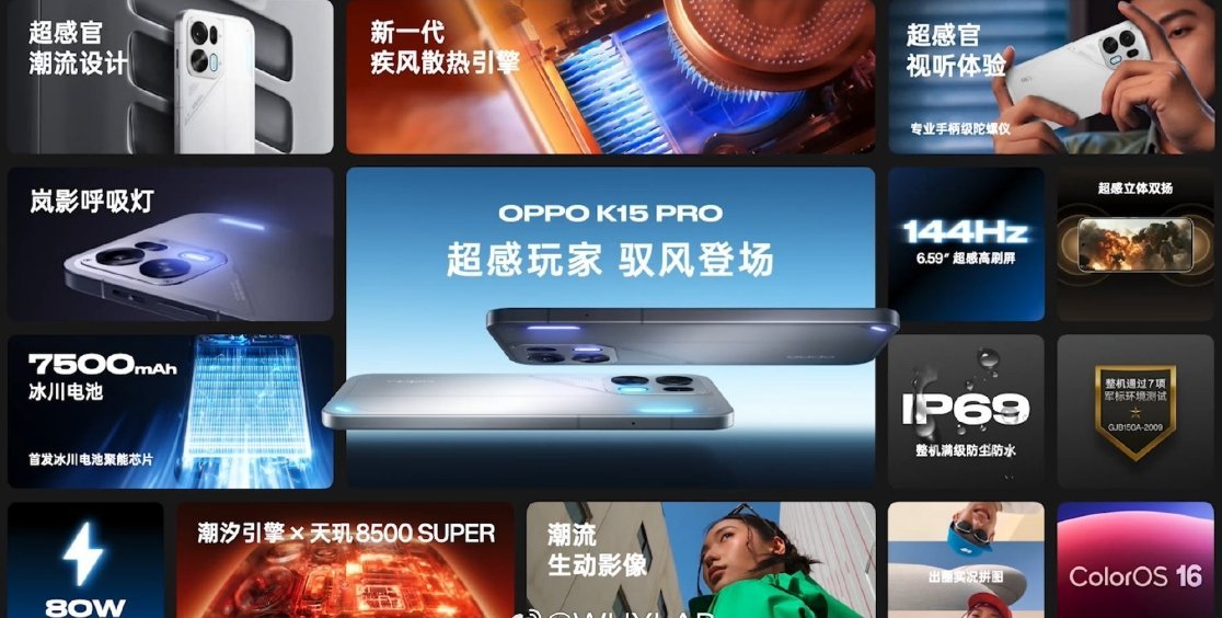 oppok15pro采用7500mAh冰川电池，80W快充，支持旁