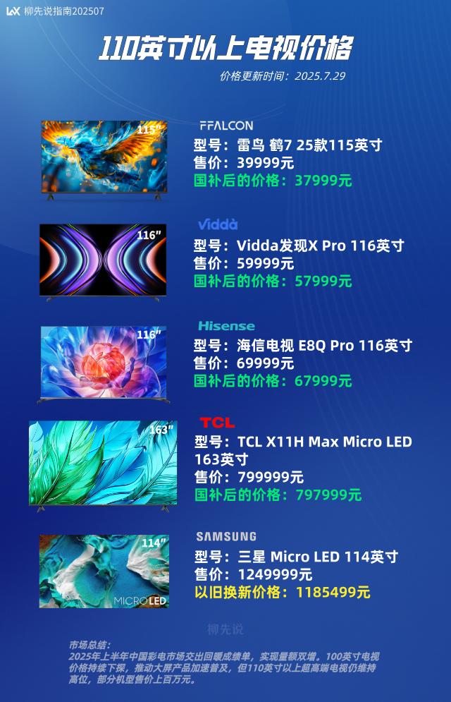 118万元一台电视高端巨幕电视110英寸以上电视价格三星114英寸（118