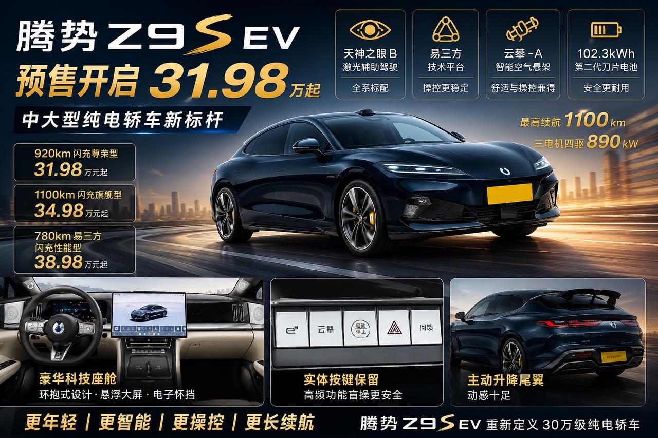 31.98万起，腾势Z9S详细对比来了！🔥腾势Z9S这次预售31.98万起（