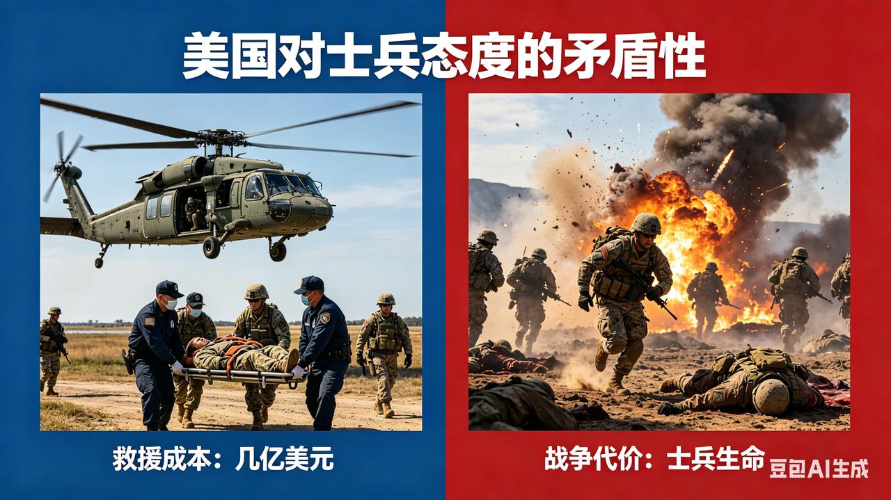 你说美国不珍惜士兵吧，它又愿意花几亿美元，冒巨大风险去救一个人。你说美国珍惜士