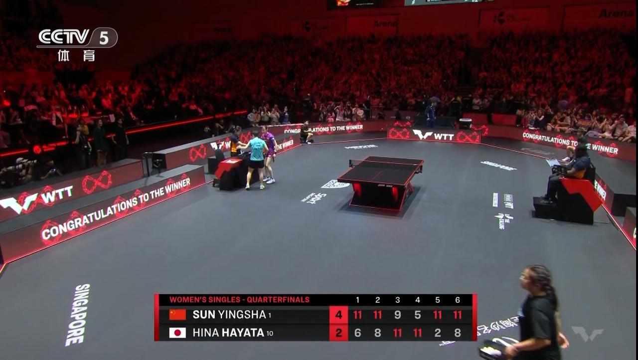 2026WTT新加坡大满贯赛孙颖莎4-2淘汰早田希娜晋级女单4强，莎莎这稳定性绝