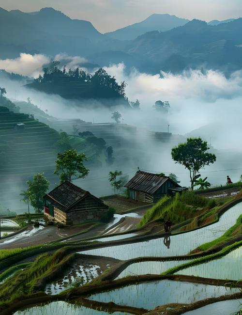 ‌晨风拂面醒尘乡，雨润青畴草木彰。‌‌杏雨沾衣香暗度，莺声绕树韵悠扬。‌