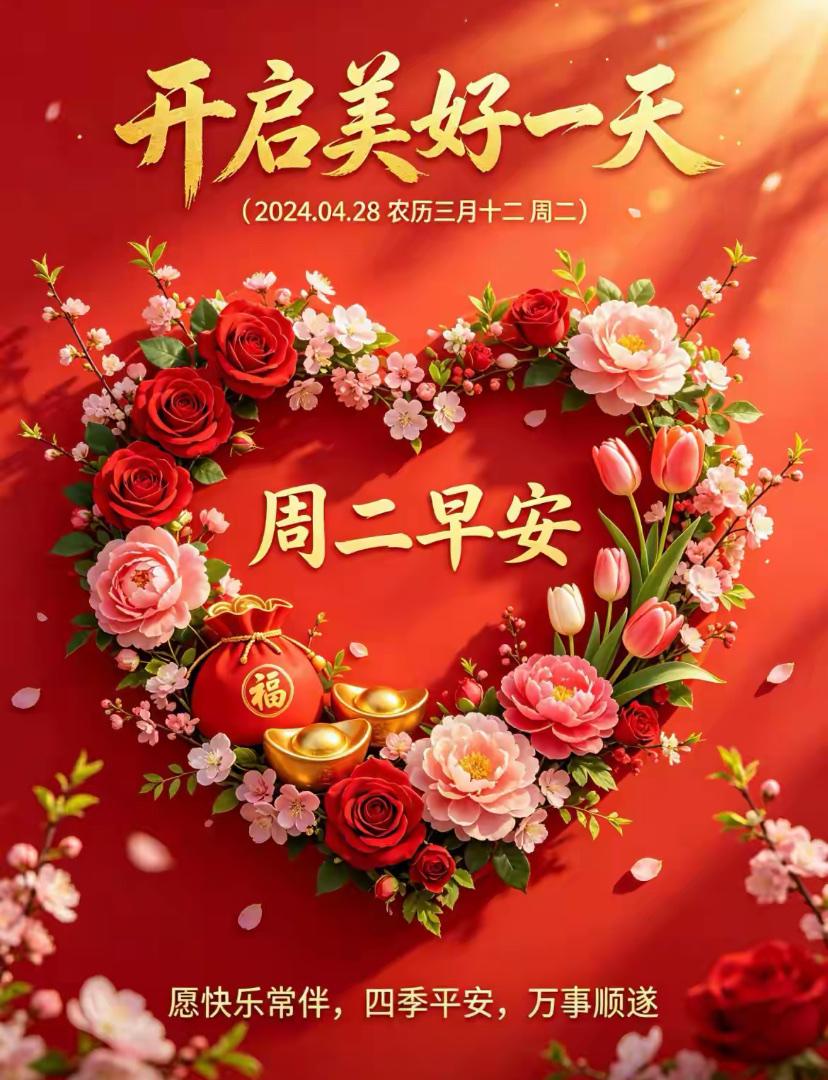 🌺☘2026./4.28.周二早安心语️🌺☘️☀️晨光轻暖，暮春悠长，清