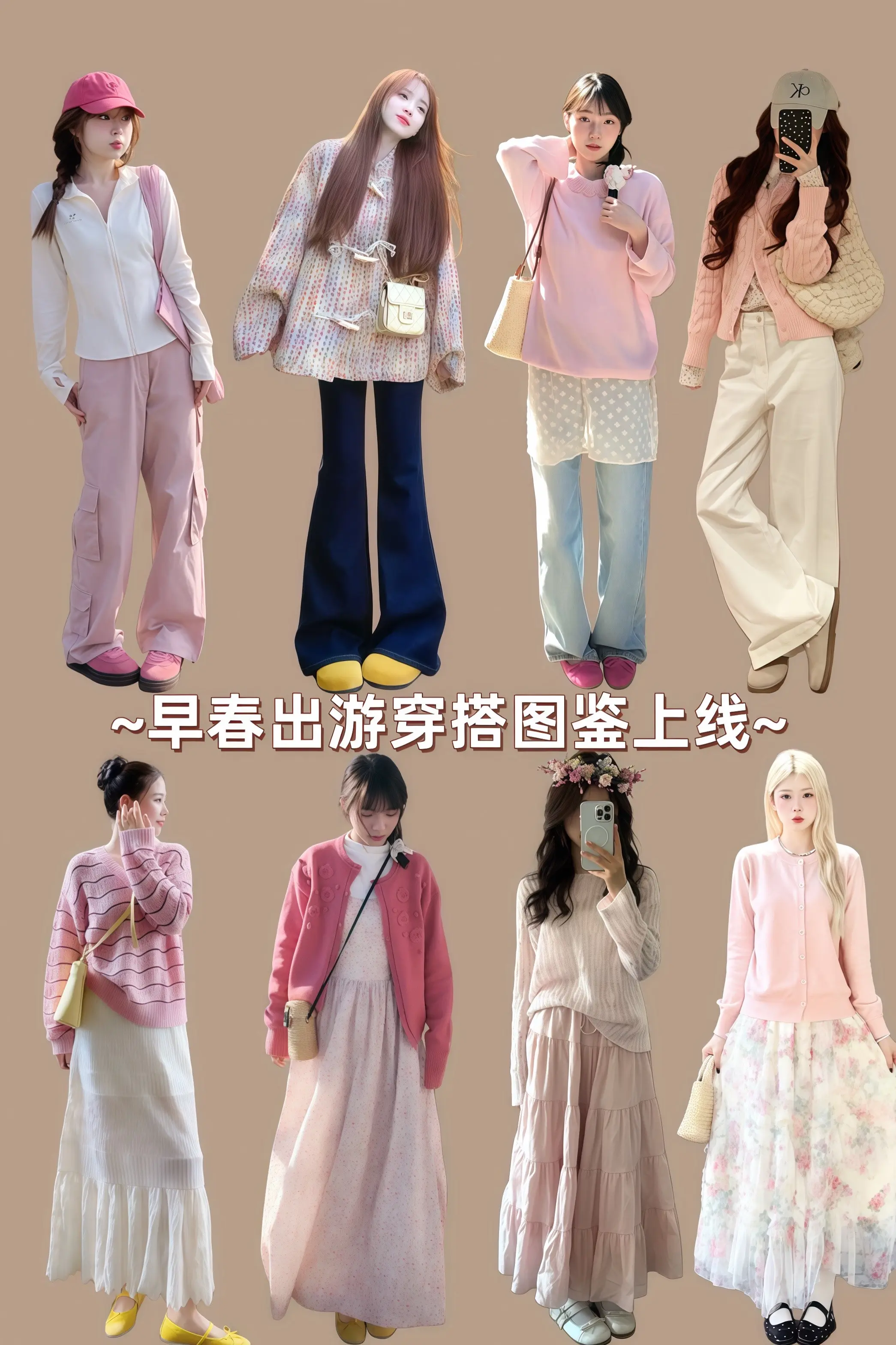 早春出游穿搭图鉴上线 今日穿什么 早春穿搭 粉色系多巴胺穿搭