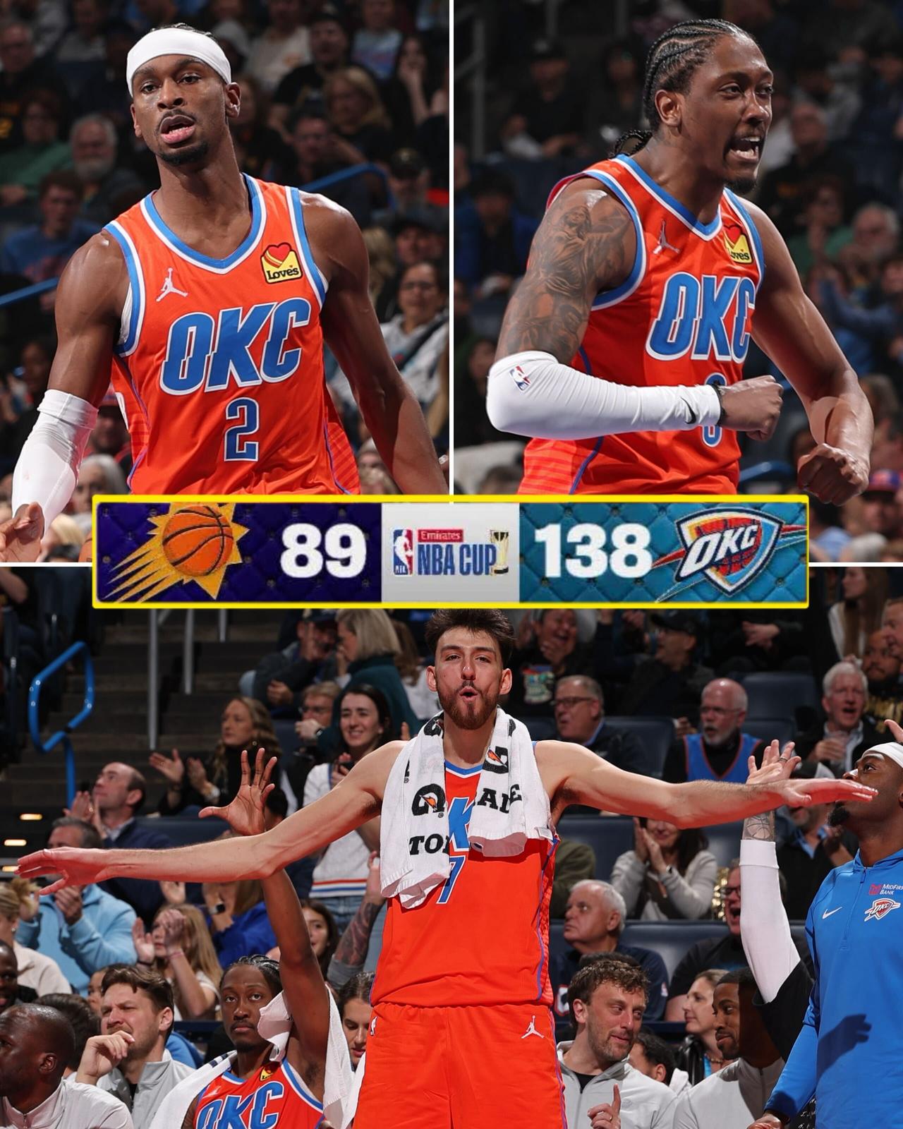 雷霆上场13人全部得分，恐怖的阵容深度！NBA四分之一决赛，雷霆主场迎战太阳队