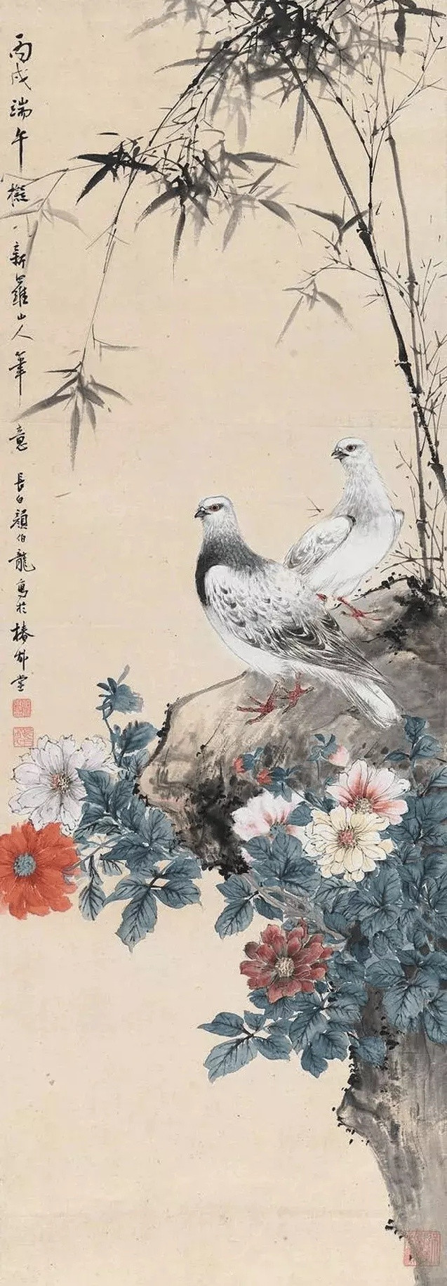 颜伯龙笔下的鸽子。颜伯龙（1898—1955）满族，正黄旗，北京人。名云霖，字伯