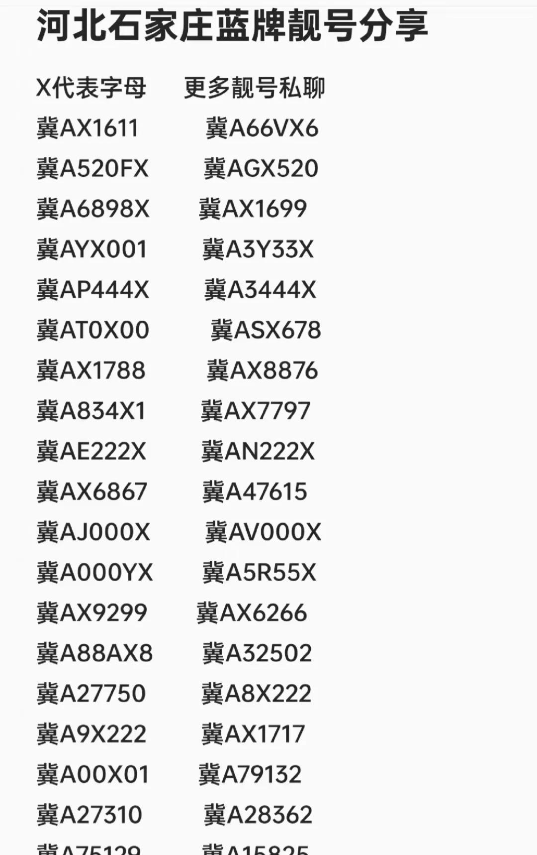 石家庄蓝牌好号码！车牌选号车牌上牌新车上牌车牌靓号车牌号靓号牌照