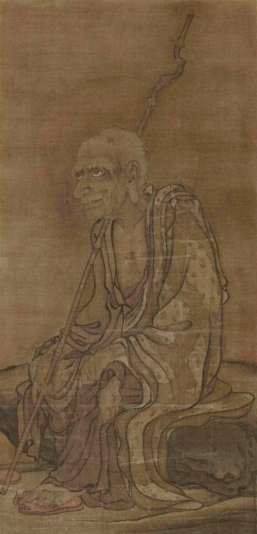元蔡山《罗汉图》。蔡山，元代画家，生平隐没于历史长河，仅存日本室町时代文献《君
