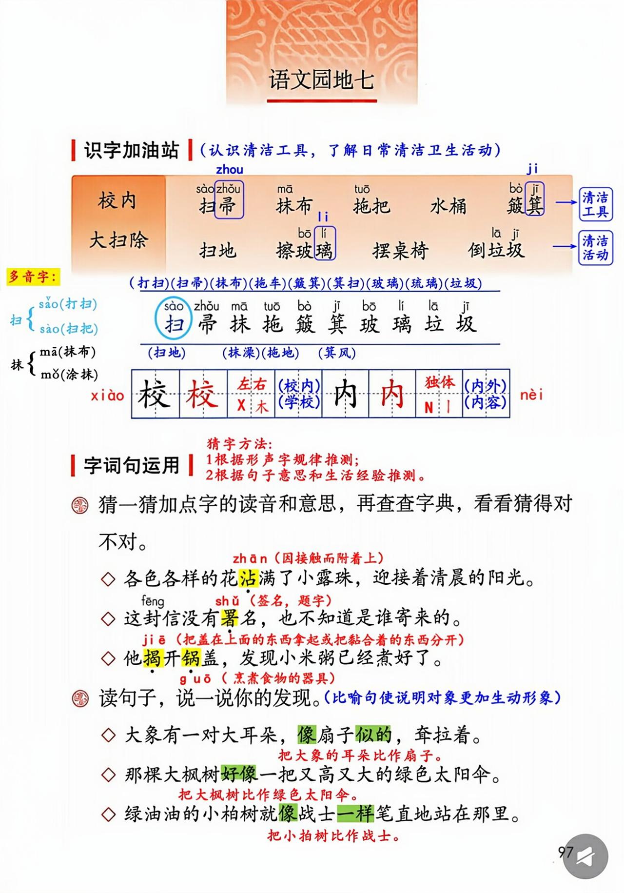 二年级语文下册，第七单元《语文园地七》课堂学习笔记，收藏备用二年级语文