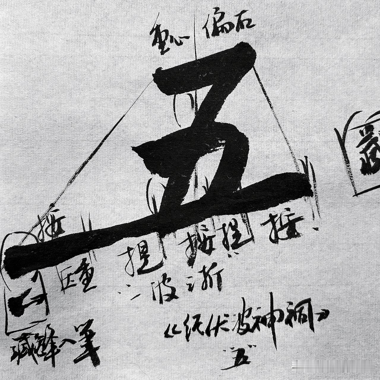 很多人临帖只盯着字形描，难怪写出来呆板无神。看这组黄庭坚大字拆解，每一字都标注