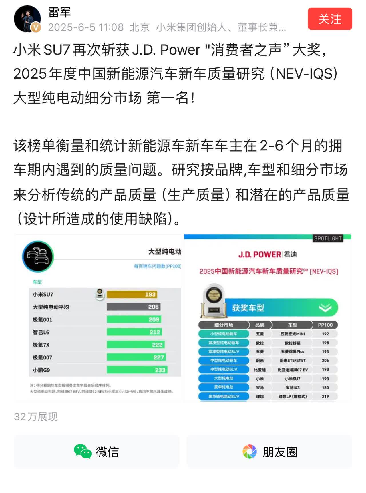 小米确实获得了大奖，但是看起来很多人不服。雷军6月5日发布信息称，小米S