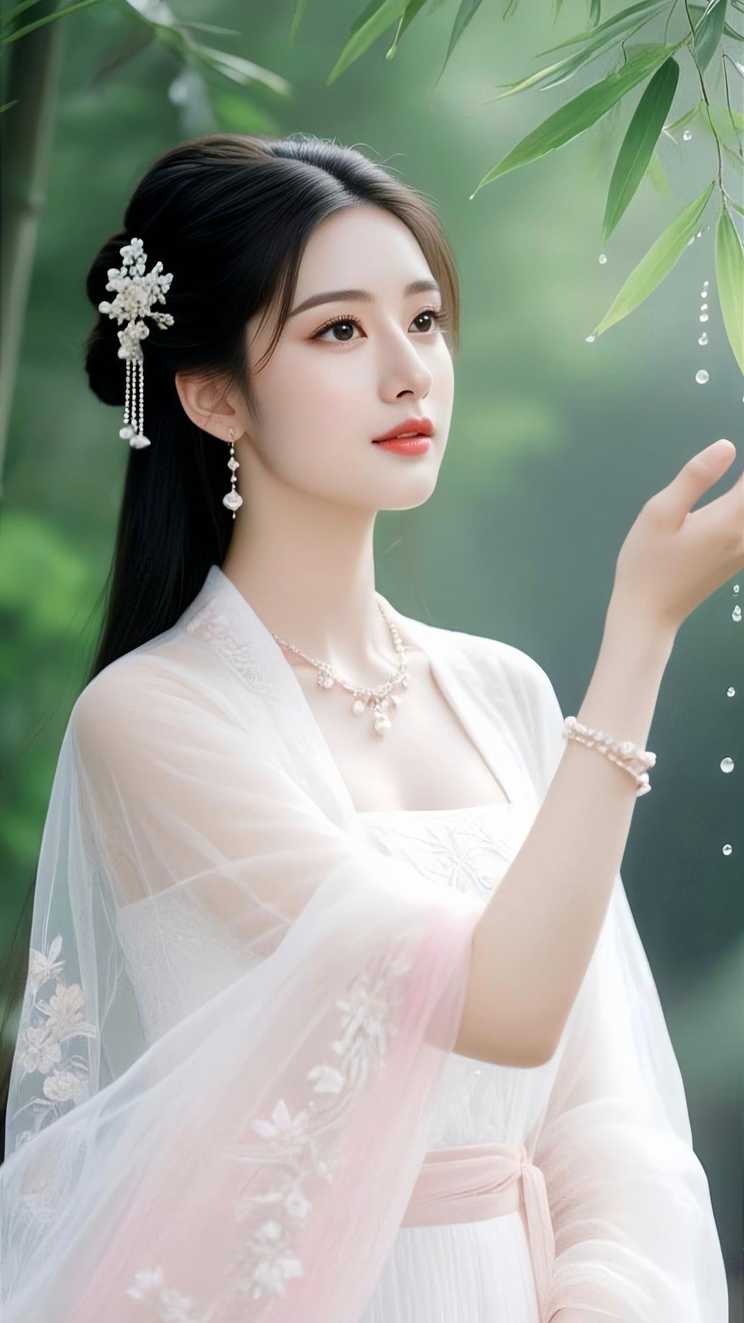 仙气飘飘的汉服少女，轻盈优雅，宛如画中人。