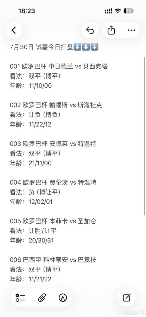 7月30日诚嘉今日扫盘⬇️⬇️⬇️001欧罗巴杯中日德兰vs贝西克塔看