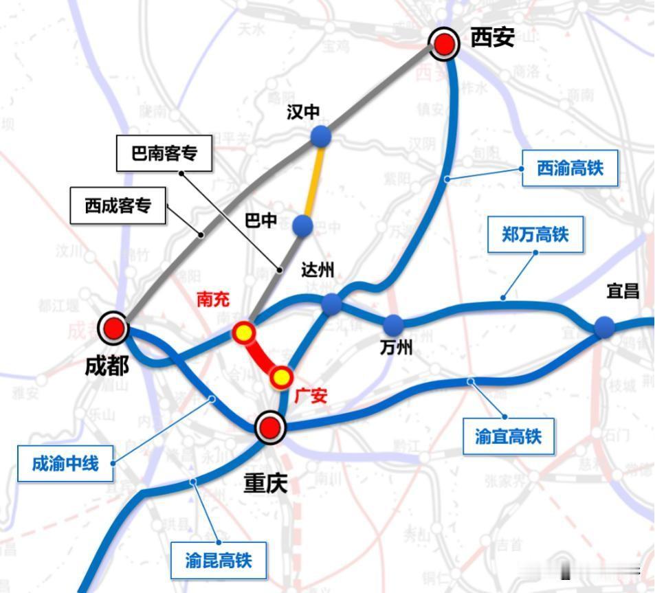 不少广安网友疑惑，成达万高铁为何看似绕开本地。实则是时速350公里干线，讲