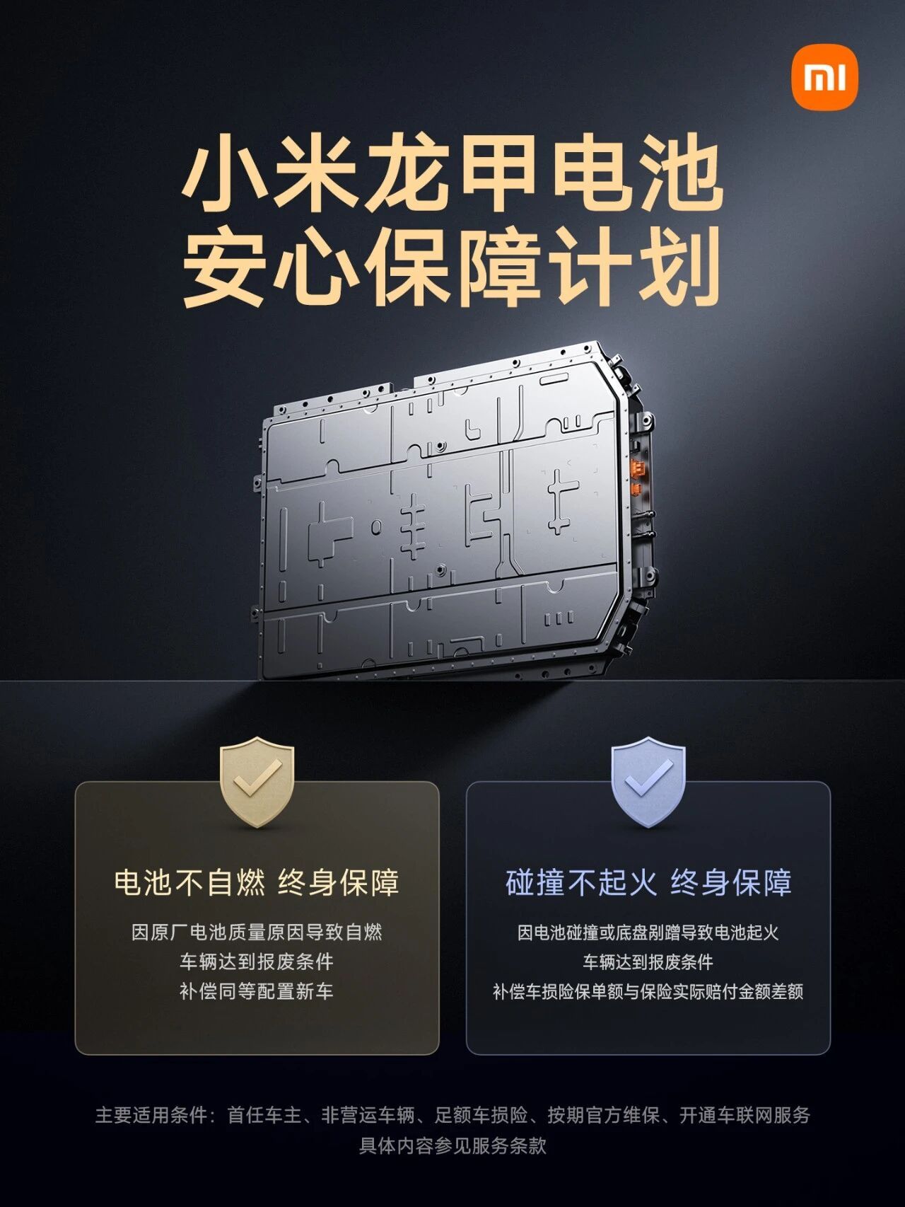 买电车最担心的还是电池，小米这个龙甲电池安心保障计划，自燃直接赔新车小米汽车也官