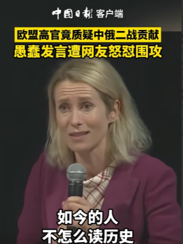 欧盟的脸都被丢光了，居然让一个“文盲”当外长，她不知道中俄是二战主要胜利国就算了