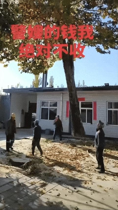 近日，一山东吊车师傅帮人吊树，完工后主人准备给800元工钱，不料，当他准备接钱的