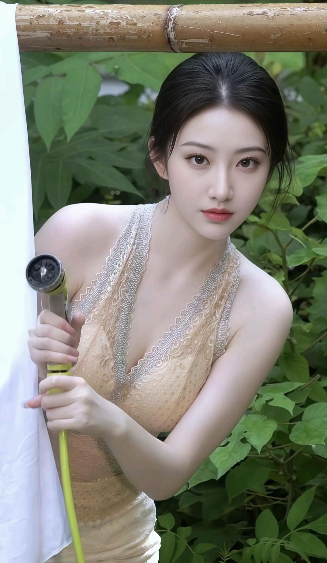 竹下美人吹玉笛，花间春色满人间。