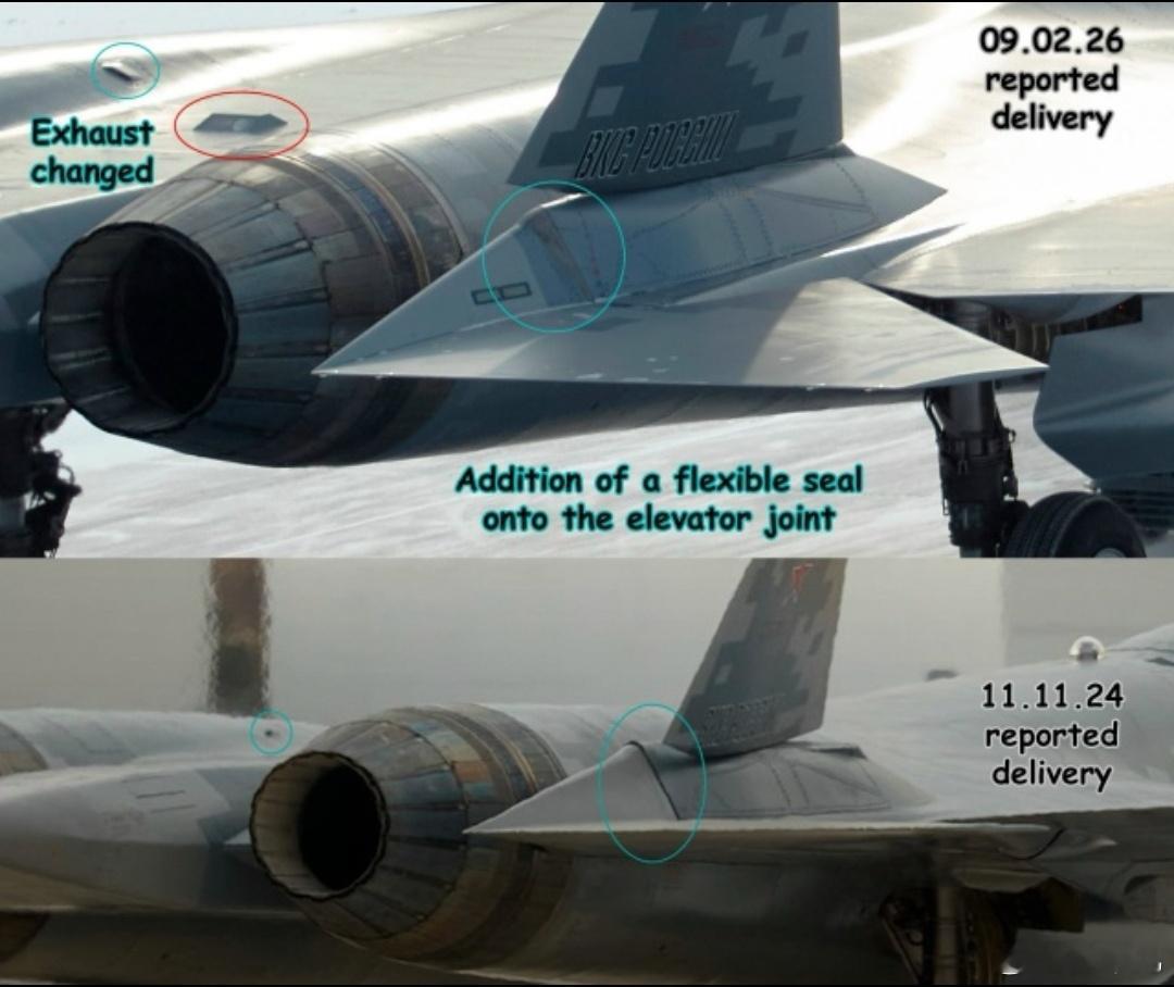 西方军事资源继续仔细研究俄罗斯新升级的苏-57战斗机的技术细节，该机型的改进版最