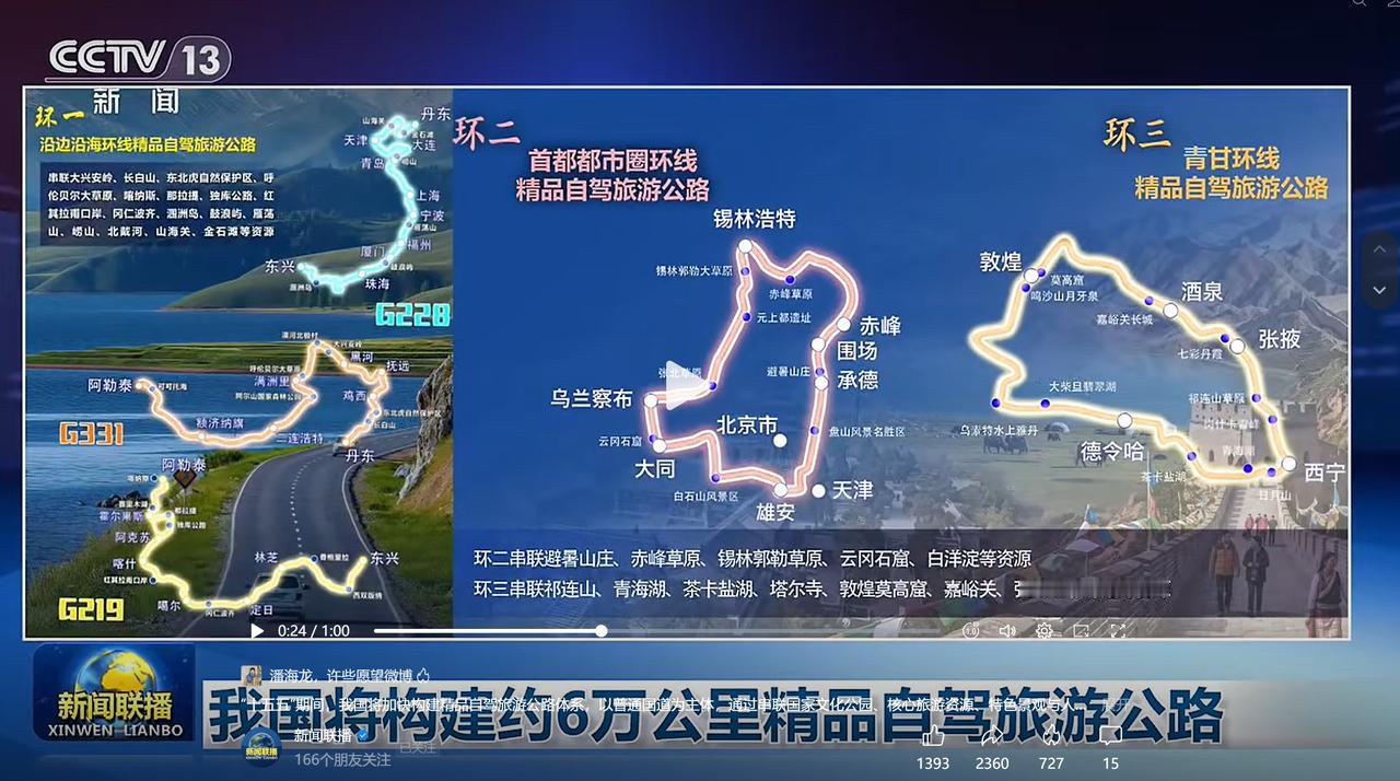 我国将建设6万公里精品自驾游公路，三环四横五纵。看着都不错，有一些我已经走过了。