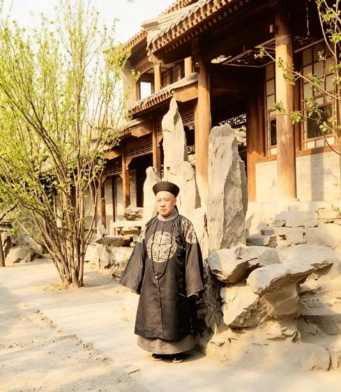 这名身穿五爪正龙圆补服的男子是晚清个头最矮的亲王。当时，全国有资格穿这身补服的男